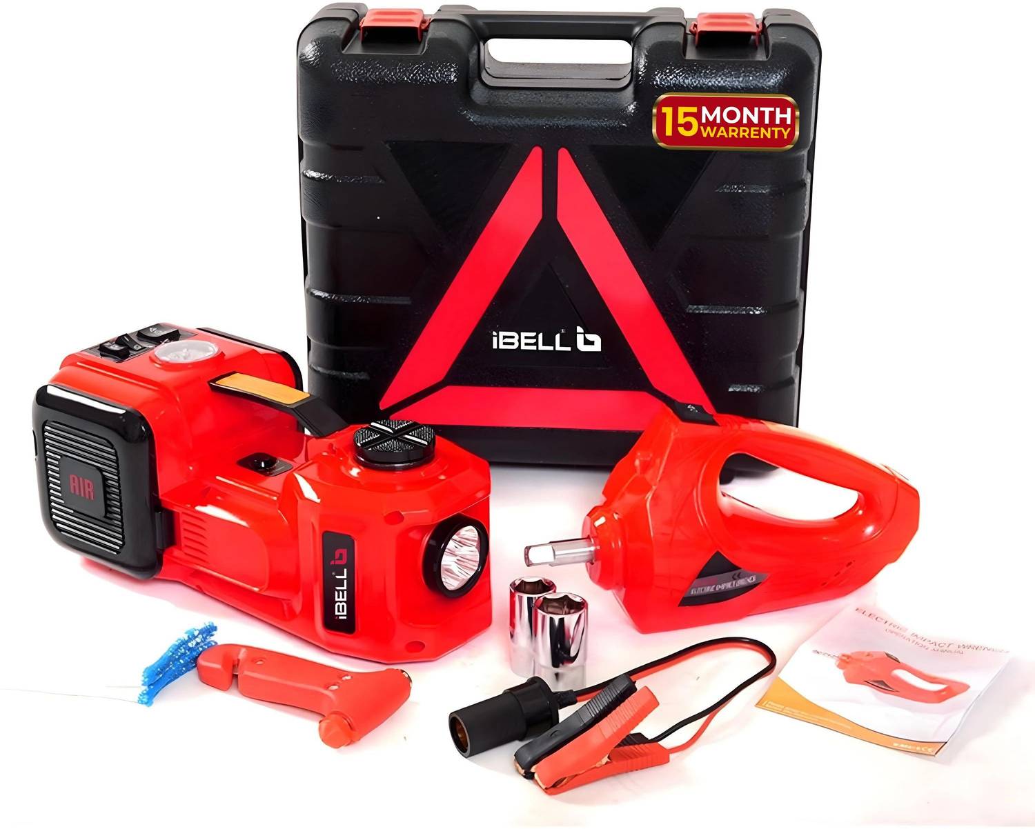 iBELL 5 in 1 Electric Hydraulic Car Jack with Electric Impact Wrench Tire Inflator Vehicle Jack
