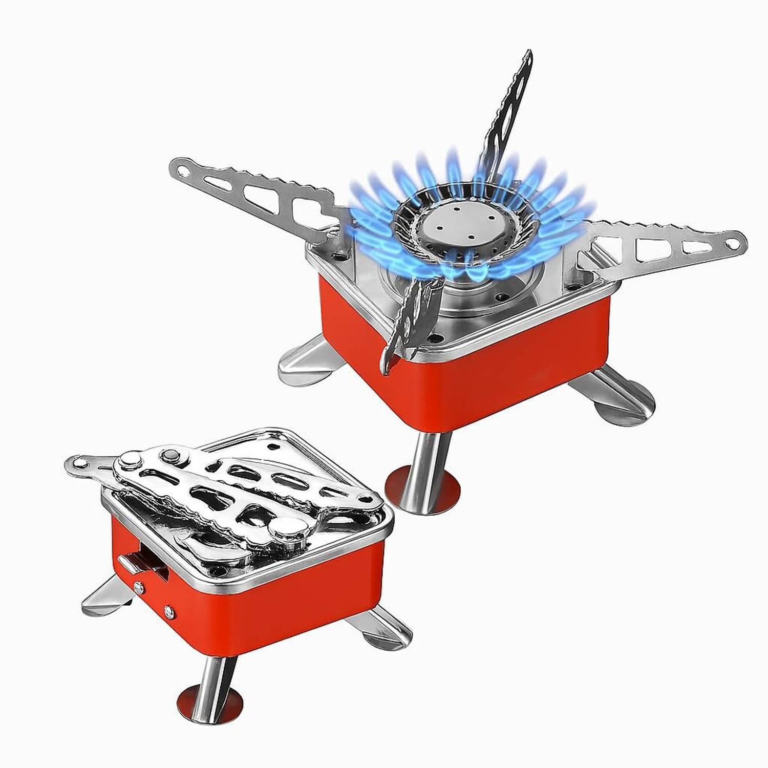 WALLBERRIE Portable Gas Stove for Outdoor Adventures - Compact, Lightweight Design Stainless Steel Manual Gas Stove